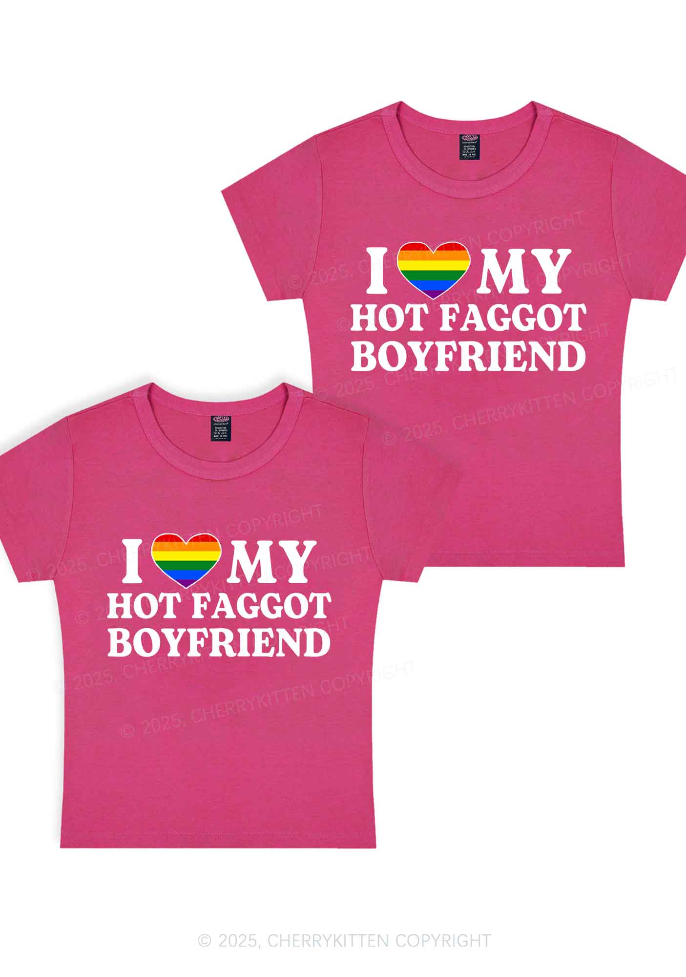 Love My Hot Faggot BF Y2K Valentine's Day Baby Tee Cherrykitten