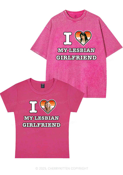 Custom My Lesbian GF Pride Y2K Valentine's Day Couple Shirt Cherrykitten