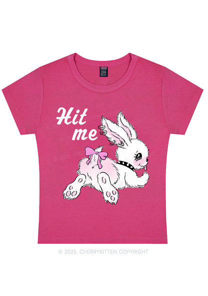 Hit Me White Bunny Y2K Baby Tee Cherrykitten