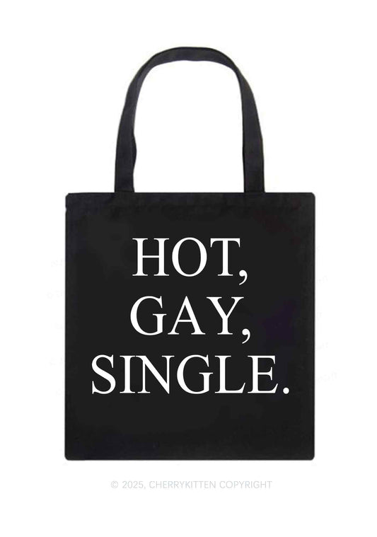 Hot Gay Single Pride Y2K Canvas Tote Bag Cherrykitten