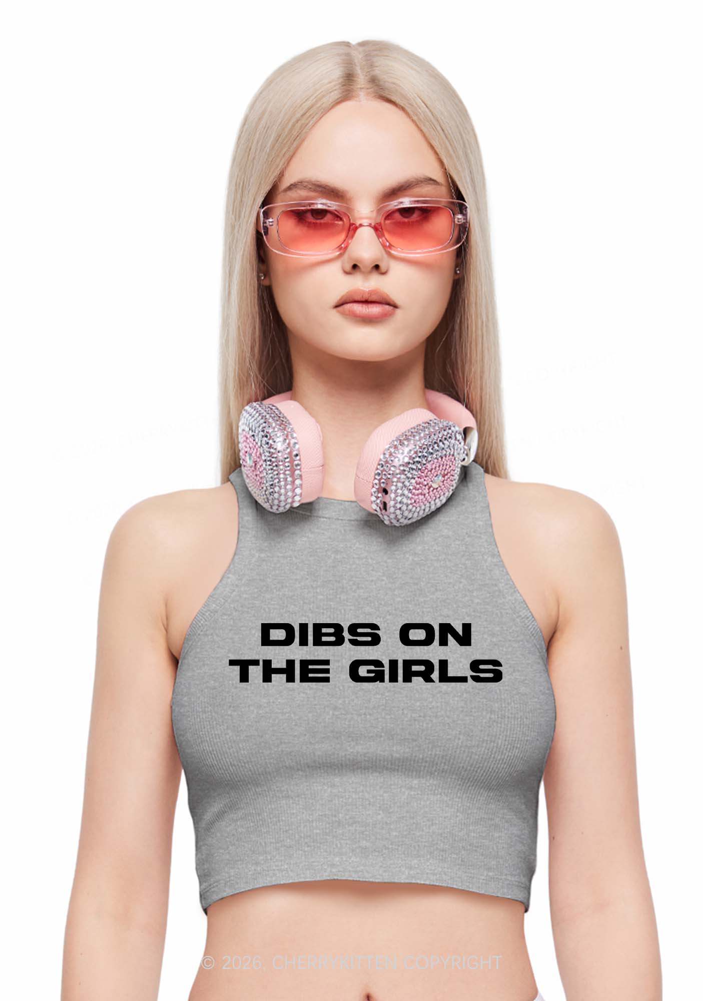 Dibs On The Girls Pride Y2K Crop Tank Top Cherrykitten