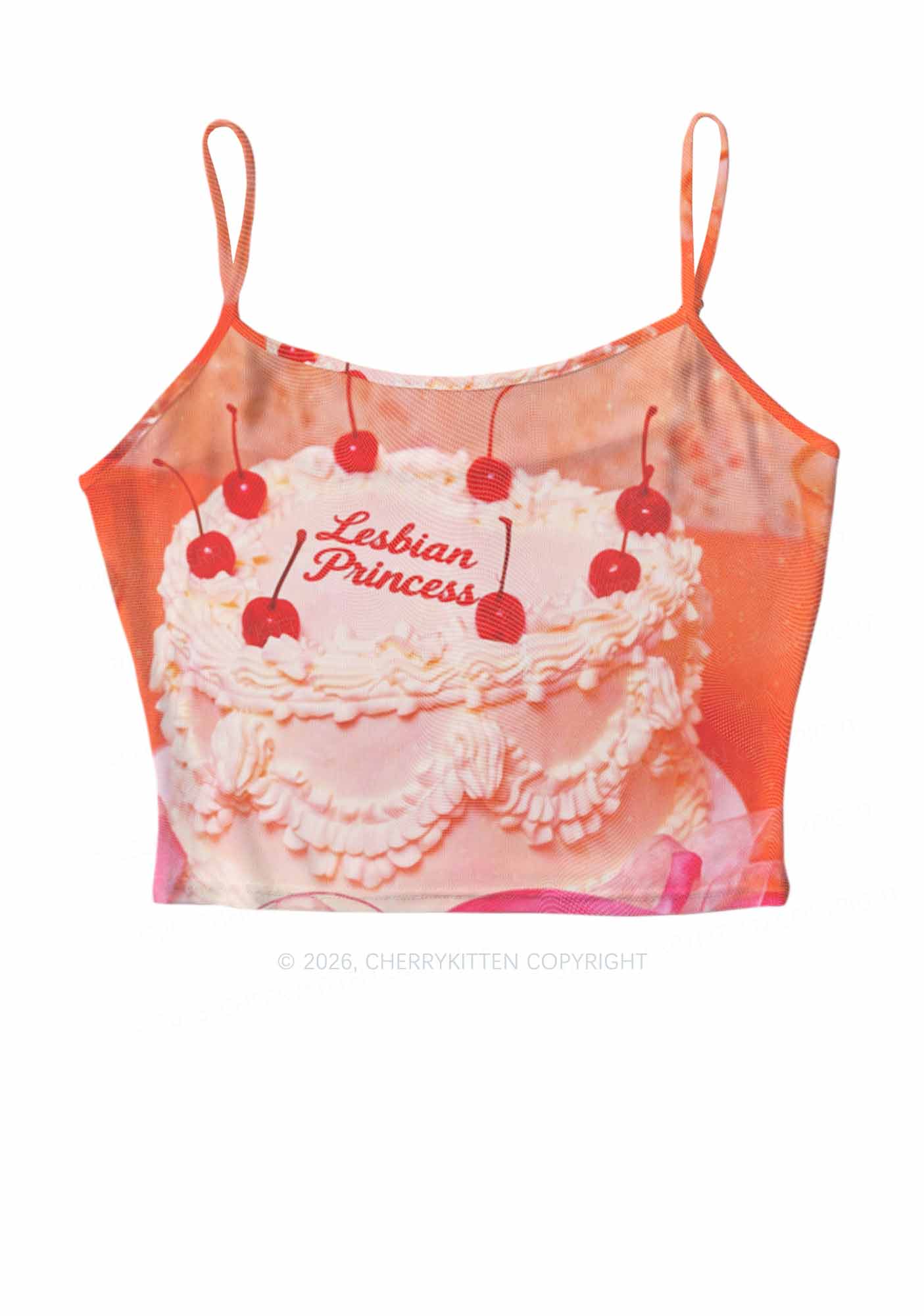 Coral Lesbian Princess Cake Pride Y2K Mesh Cami Tank Cherrykitten