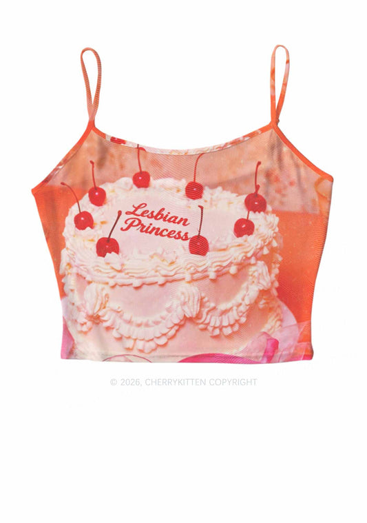 Coral Lesbian Princess Cake Pride Y2K Mesh Cami Tank Cherrykitten