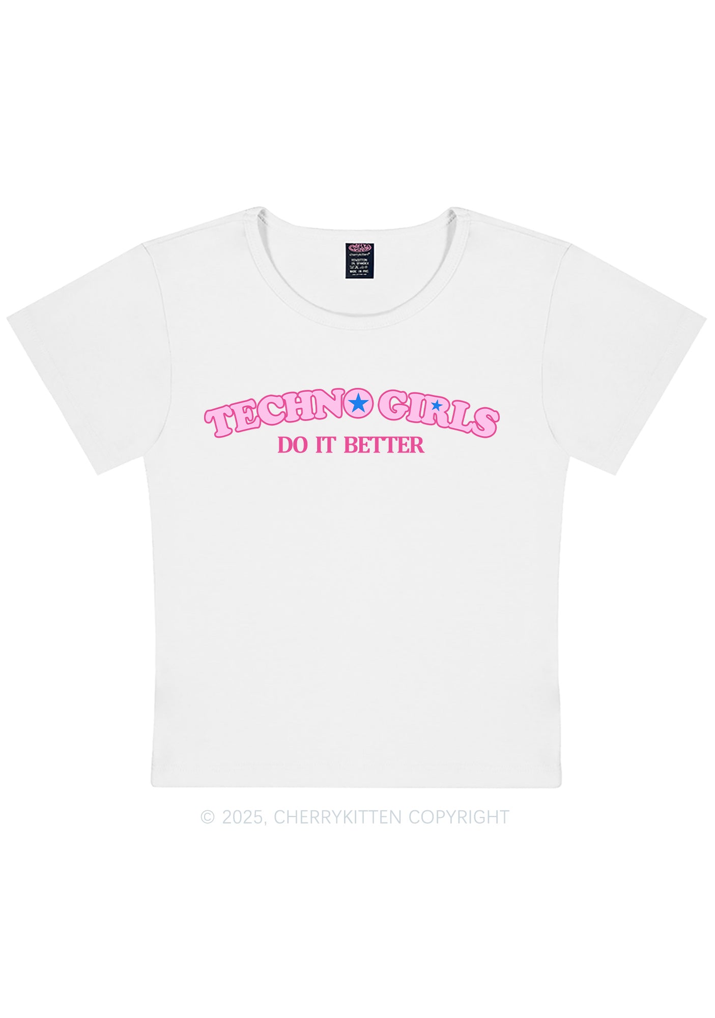 Techno Girl Do Better Y2K Baby Tee Cherrykitten