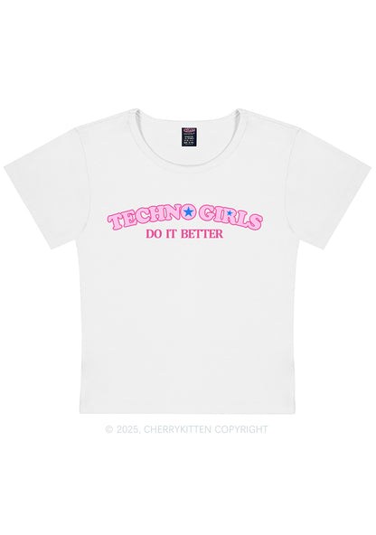 Techno Girl Do Better Y2K Baby Tee Cherrykitten