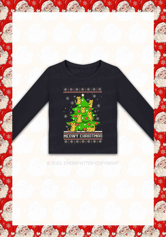 Snowflake Meowy Christmas Tree Y2K Long Sleeve Crop Top Cherrykitten