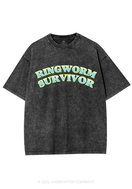 Ringworm Survivor Y2K Shirts Washed Tee Cherrykitten