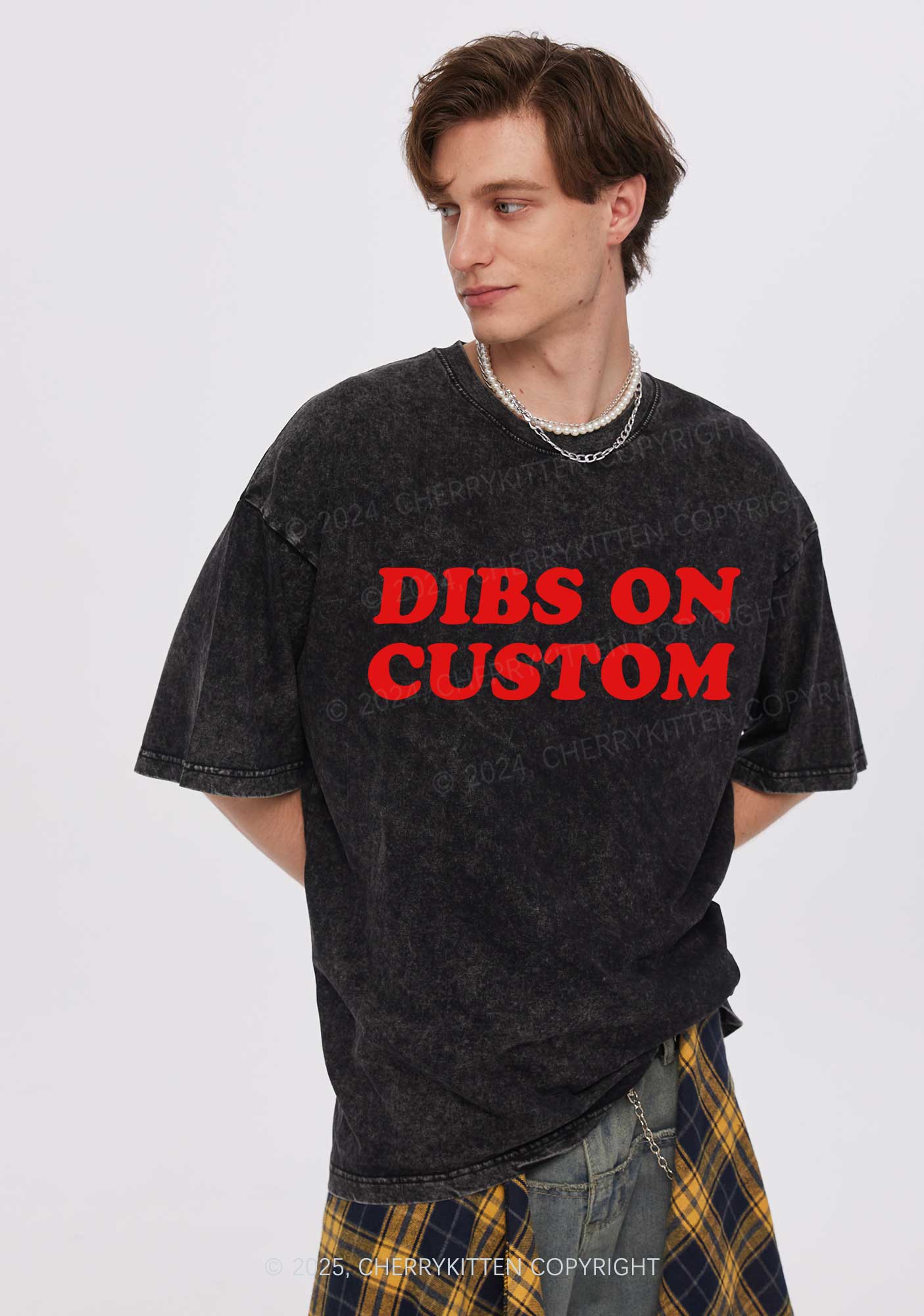 Dibs On Custom Y2K Shirts Washed Tee Cherrykitten