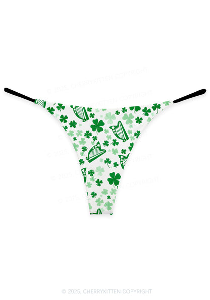 Clover Harp St Patricks Y2K Print Bikini String Thong Cherrykitten
