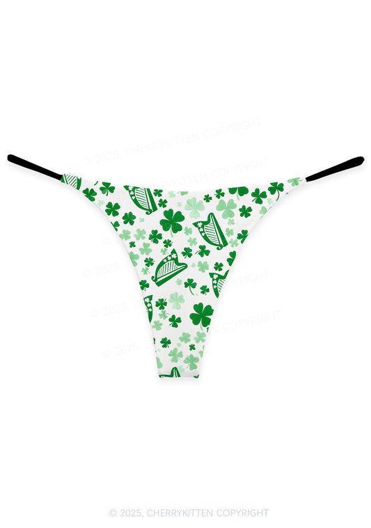 Clover Harp St Patricks Y2K Print Bikini String Thong Cherrykitten
