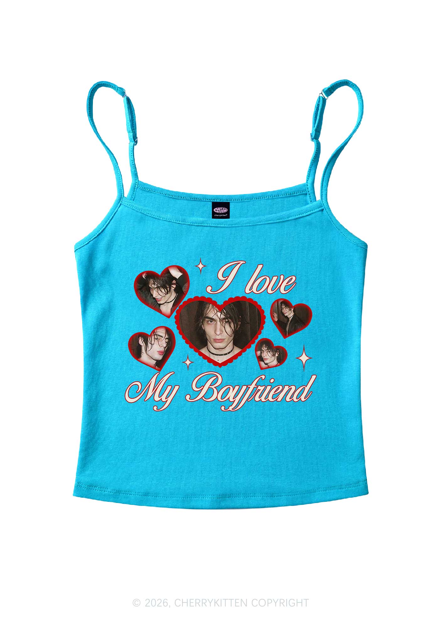 Custom Photo I Love My GF BF Valentine's Day Y2K Spaghetti Strap Cami Cherrykitten