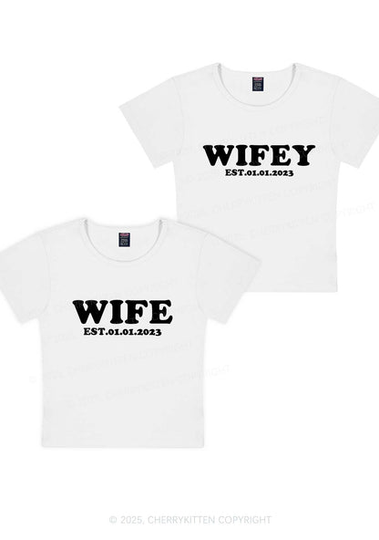 Wife Wifey Custom Date Y2K Valentine's Day Baby Tee Cherrykitten