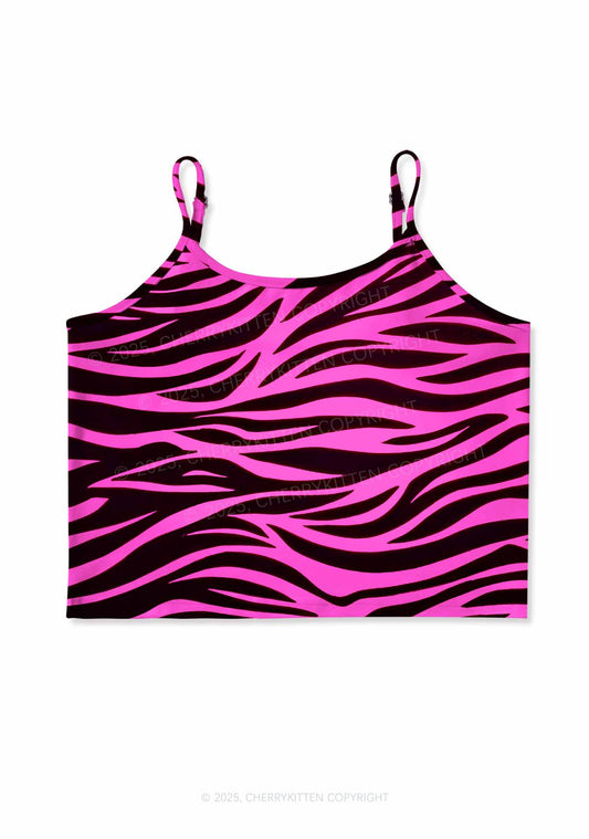 Pink Zebra Y2K Print Cami Crop Top Cherrykitten