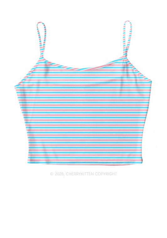 Trans Stripes Pride Y2K Mesh Cami Tank Cherrykitten