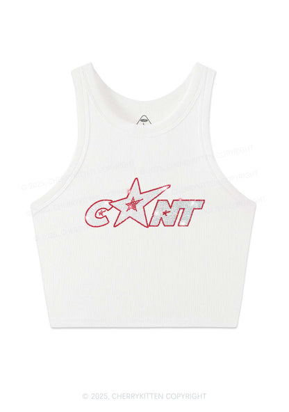 Rhinestone Star Cxxt Y2K Crop Tank Top Cherrykitten