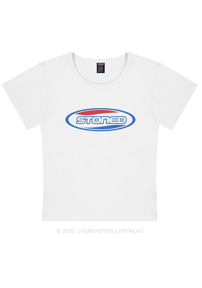Stoned Slogan Y2K Baby Tee Cherrykitten