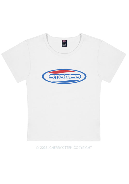 Stoned Slogan Y2K Baby Tee Cherrykitten