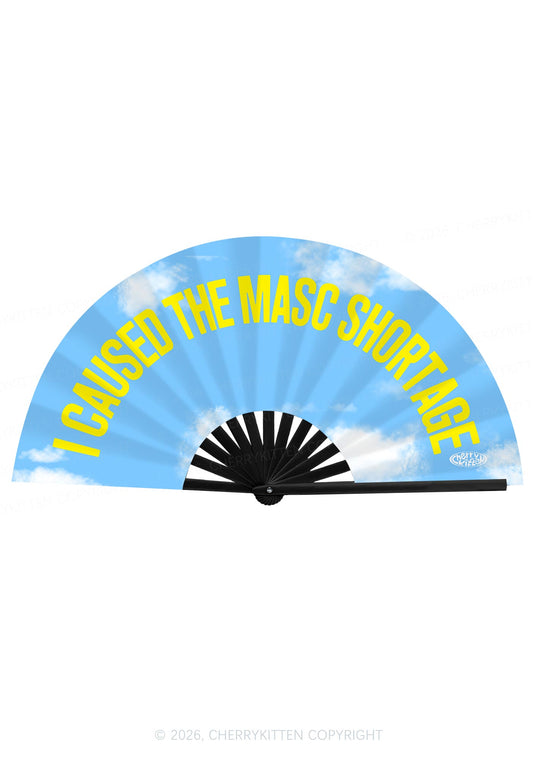 I Caused The Masc Shortage Pride Y2K Rave Hand Fan Cherrykitten