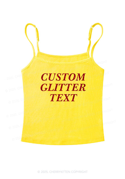 Custom Text Glitter Y2K Spaghetti Strap Cami Cherrykitten