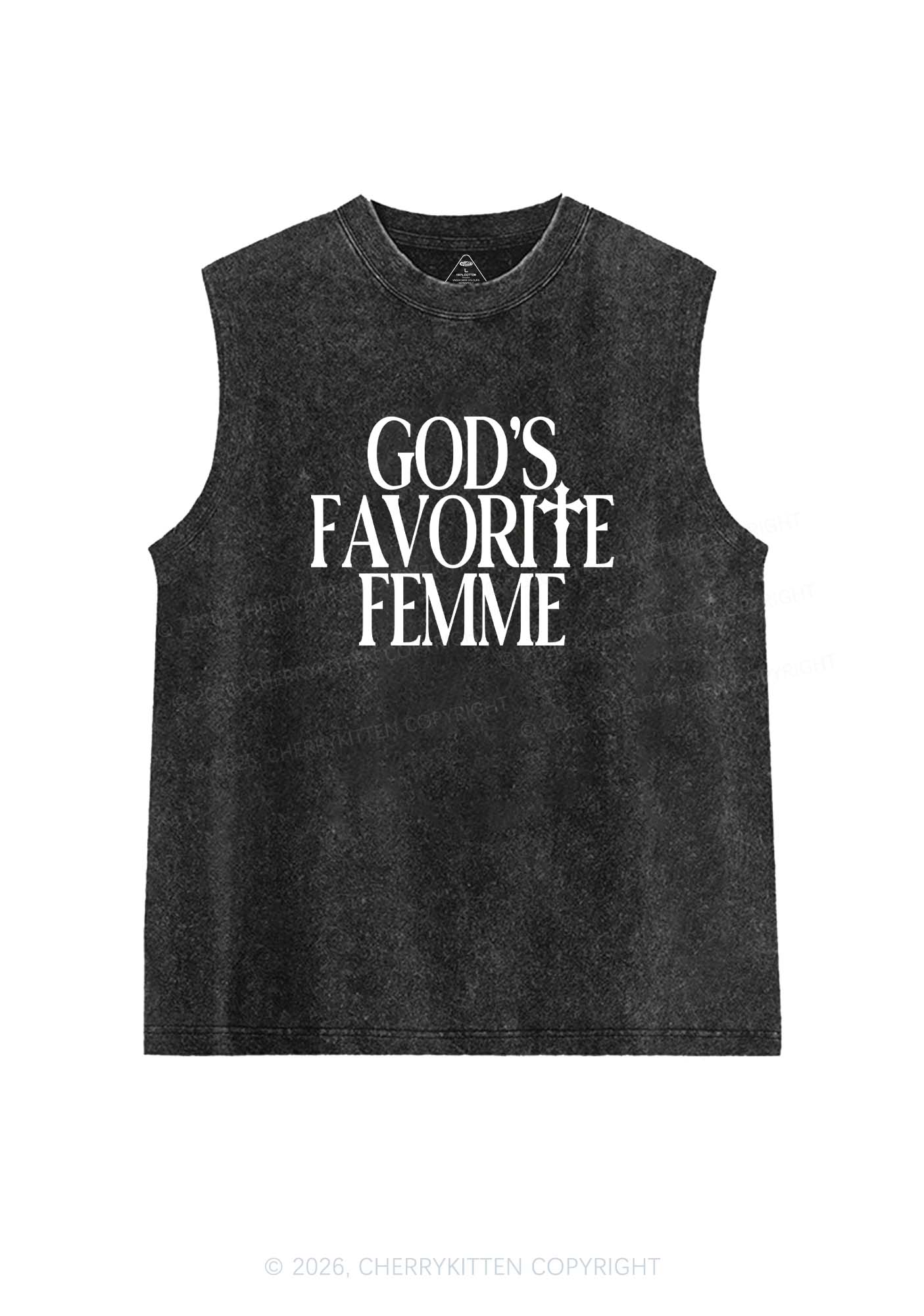 Cherrykitten Gods Favorite Lesbian Pride Y2K Washed Muscle Tank