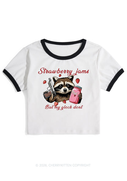 Strawberry Jams Raccoon Y2K Ringer Tee Cherrykitten