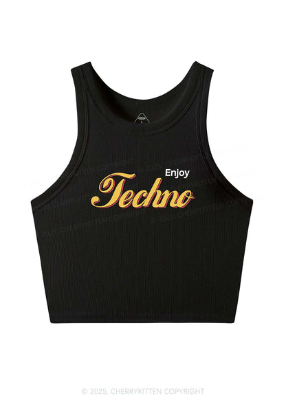 Enjoy Techno Y2K Crop Tank Top Cherrykitten