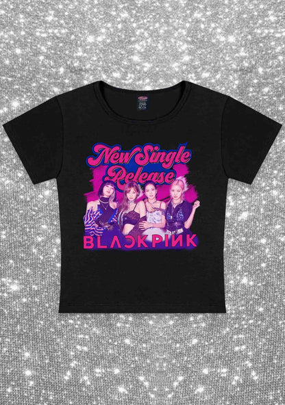 BP New Single Release Kpop Y2K Baby Tee Cherrykitten