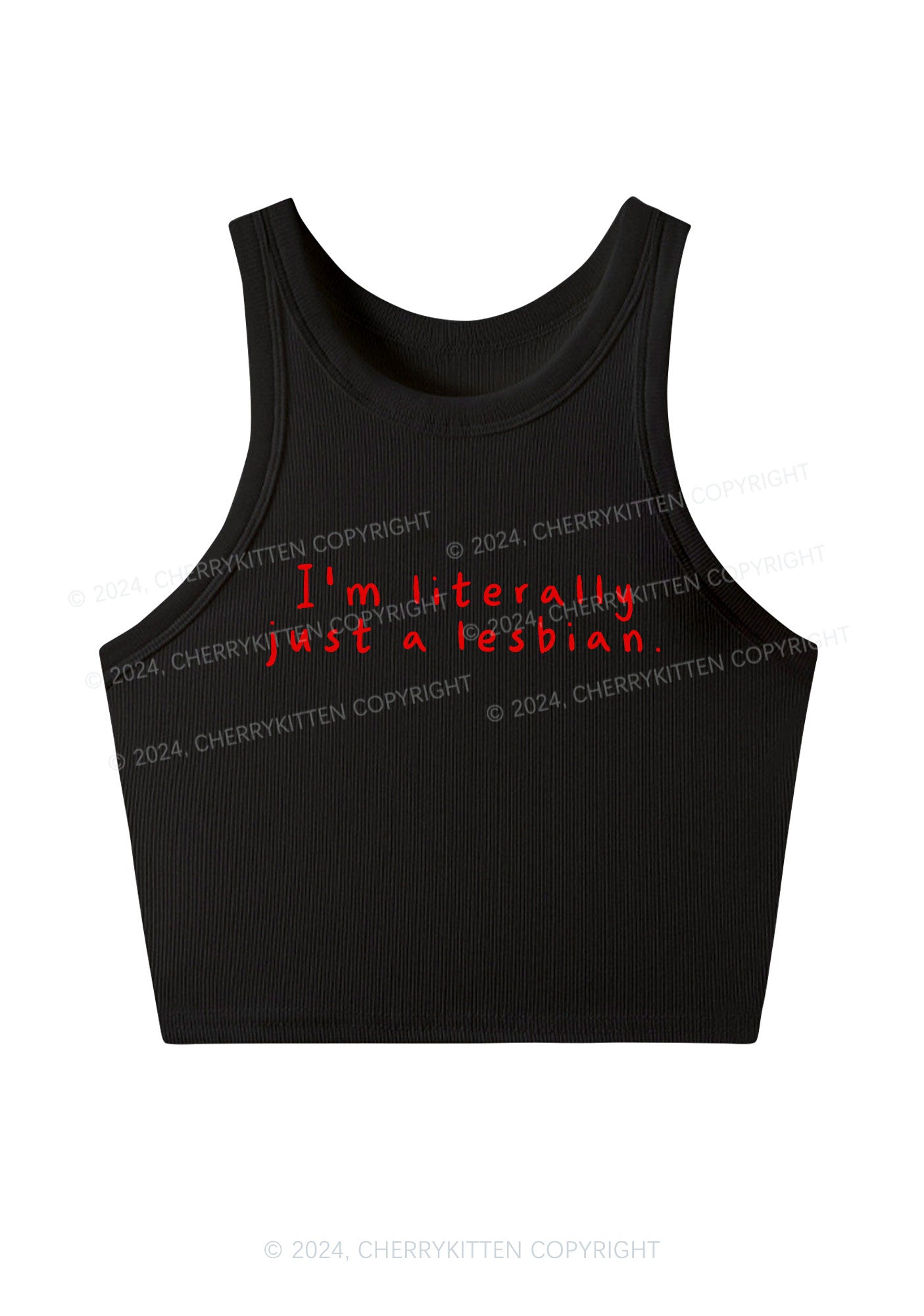 Just A Lesbian Y2K Crop Tank Top Cherrykitten