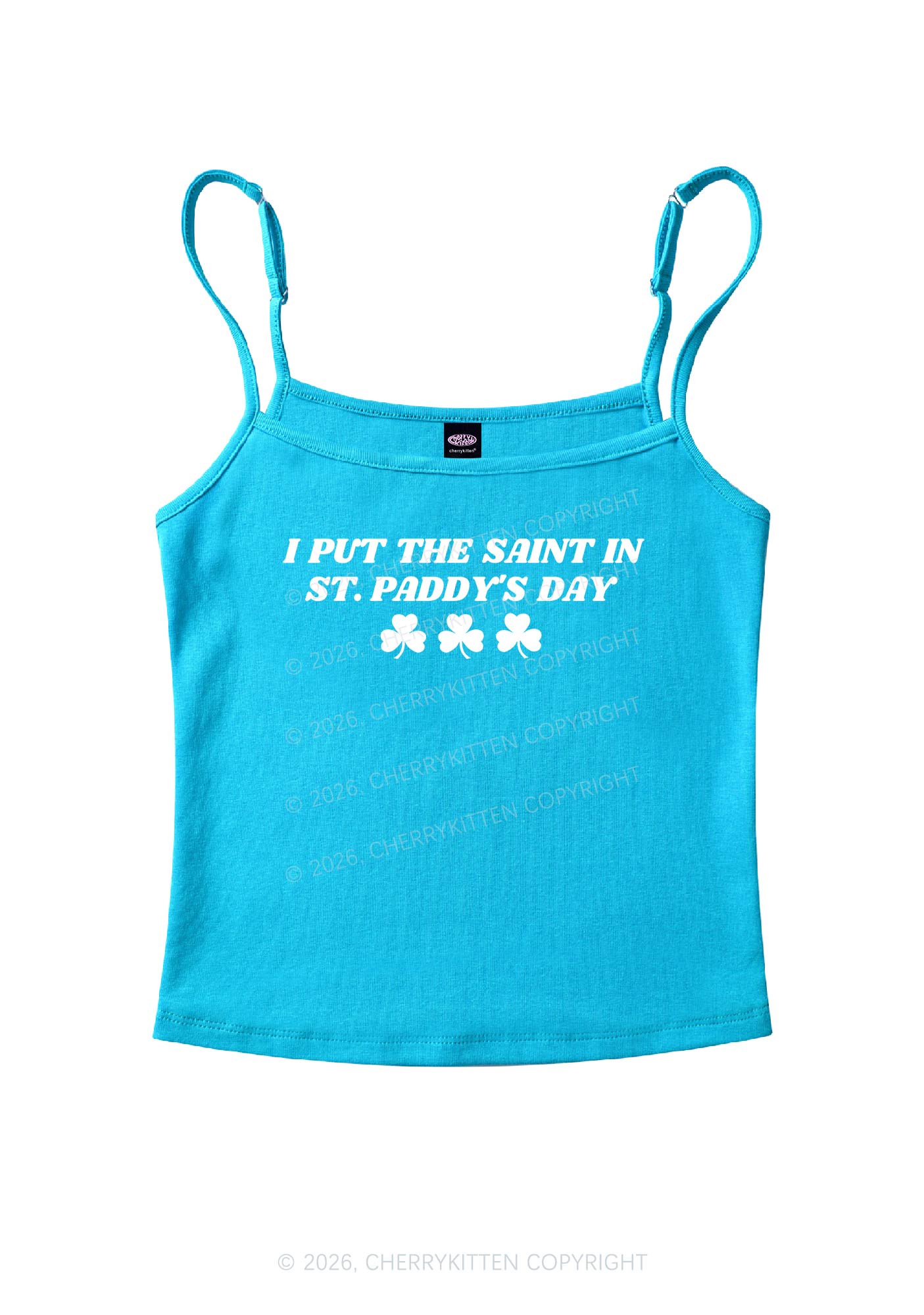 I Put The Saint In St Patricks Y2K Spaghetti Strap Cami Cherrykitten