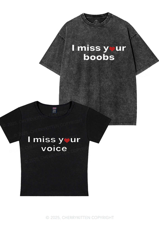 Miss Your Voice Bxxbs Y2K Valentine's Day Couple Shirt Cherrykitten