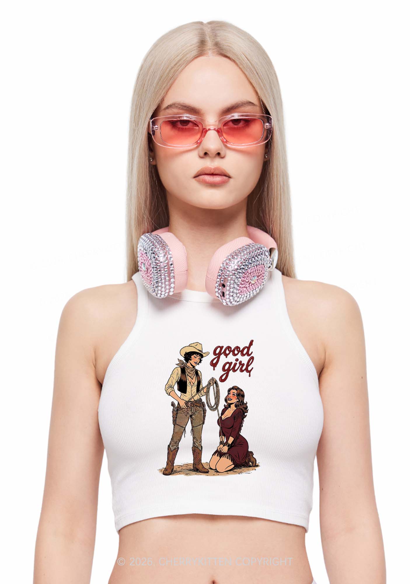 Good Girl Western Cowgirls Pride Y2K Crop Tank Top Cherrykitten