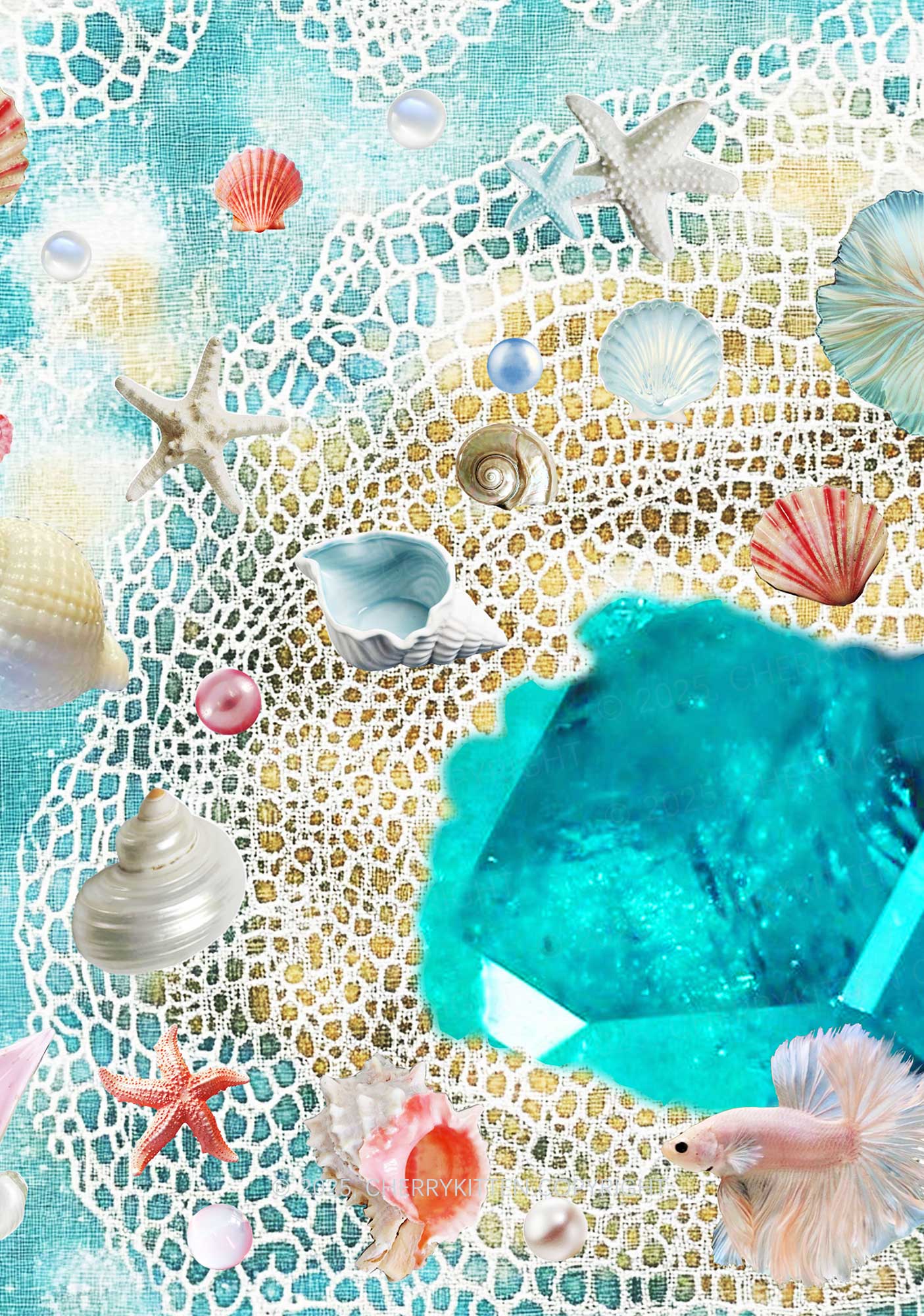 Seashell Fantasy Y2K Mesh Cami Tank Cherrykitten
