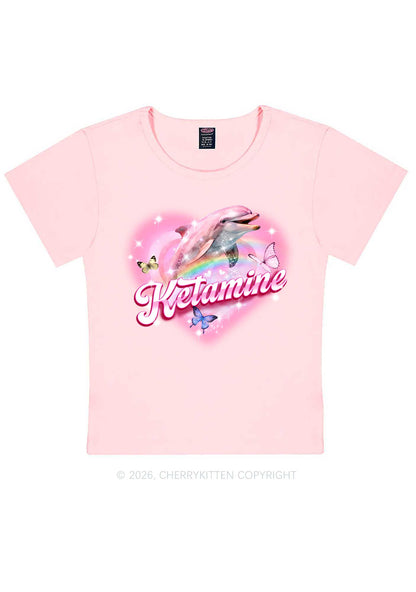 Pink K Dolphin Y2K Baby Tee Cherrykitten