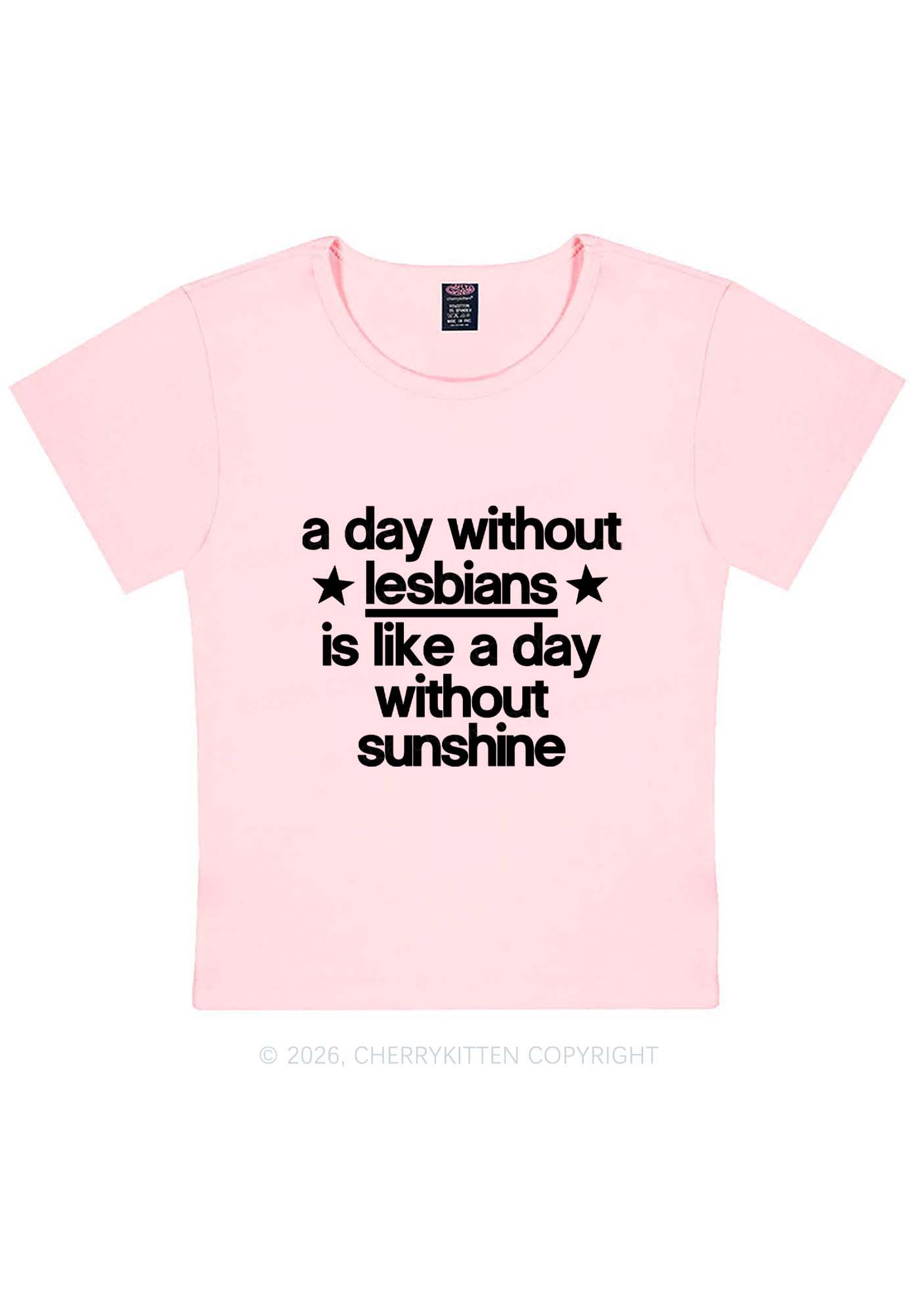 Lesbians Is Like Sunshine Pride Y2K Baby Tee Cherrykitten