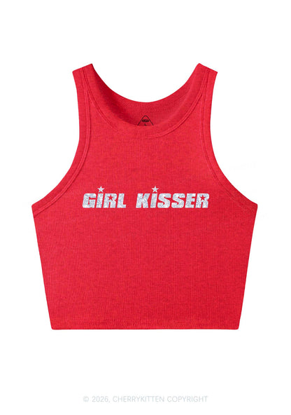 Glitter Girl Kisser Pride Y2K Crop Tank Top Cherrykitten