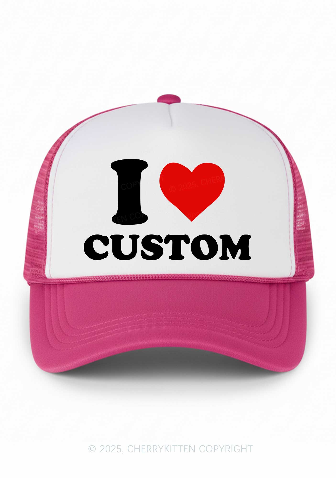 I Love Custom Valentine's Day Y2K Colorblock Trucker Hat Cherrykitten