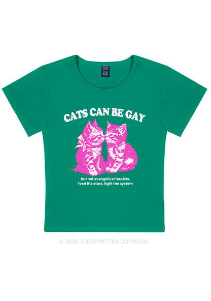 Cat Can Be Gay Pride Y2K Baby Tee Cherrykitten
