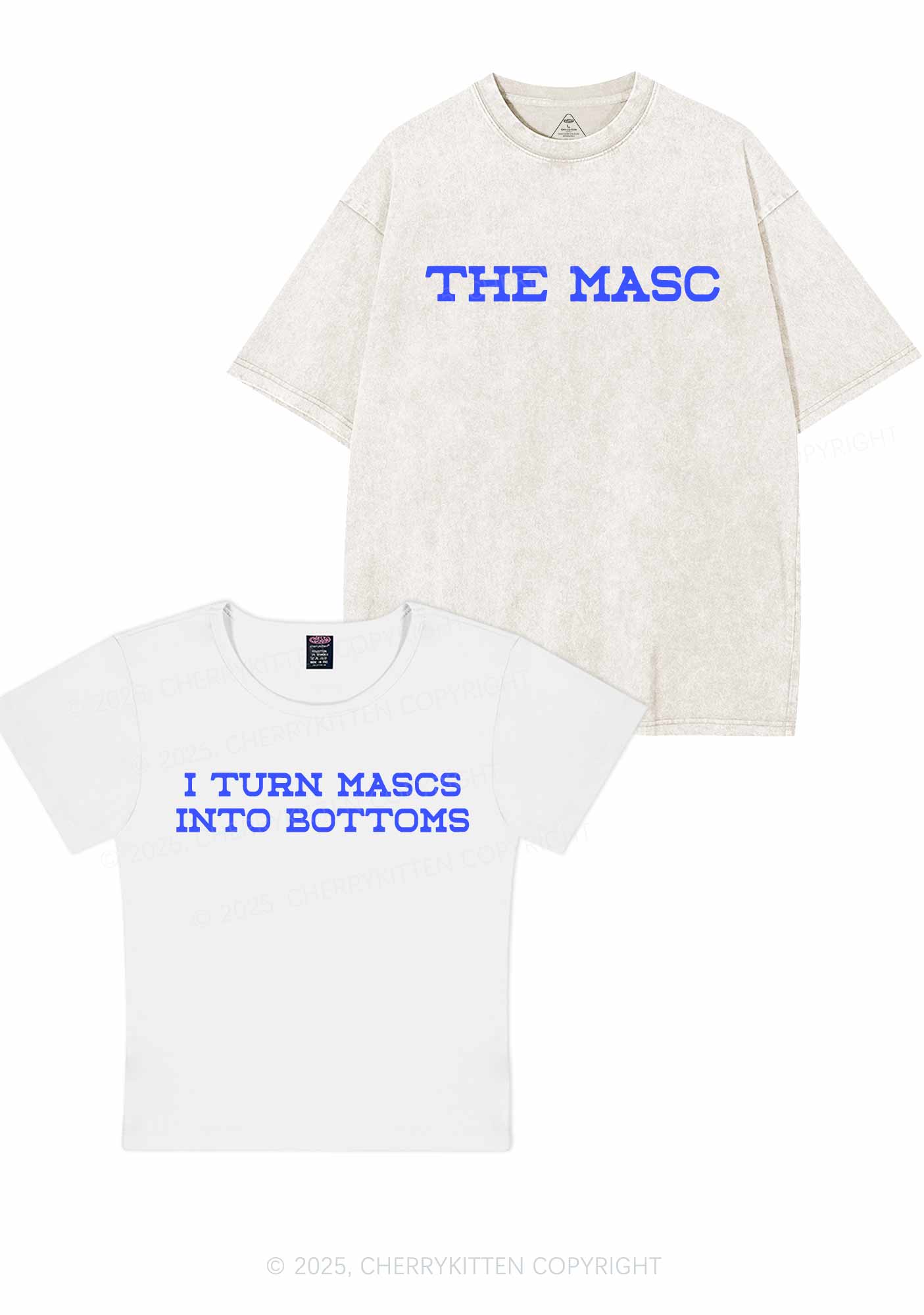 I Turn Mascs Into Bottoms Pride Y2K Valentine's Day Couple Shirt Cherrykitten