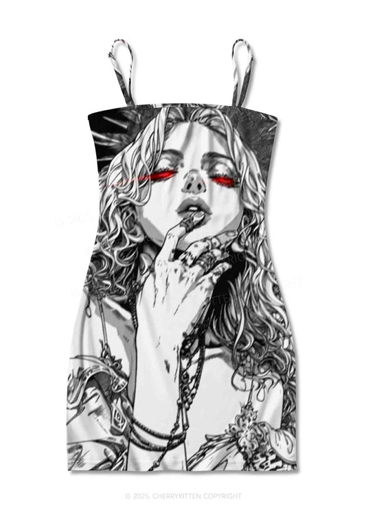 Girls Gaze Y2K Print Slip Dress Cherrykitten