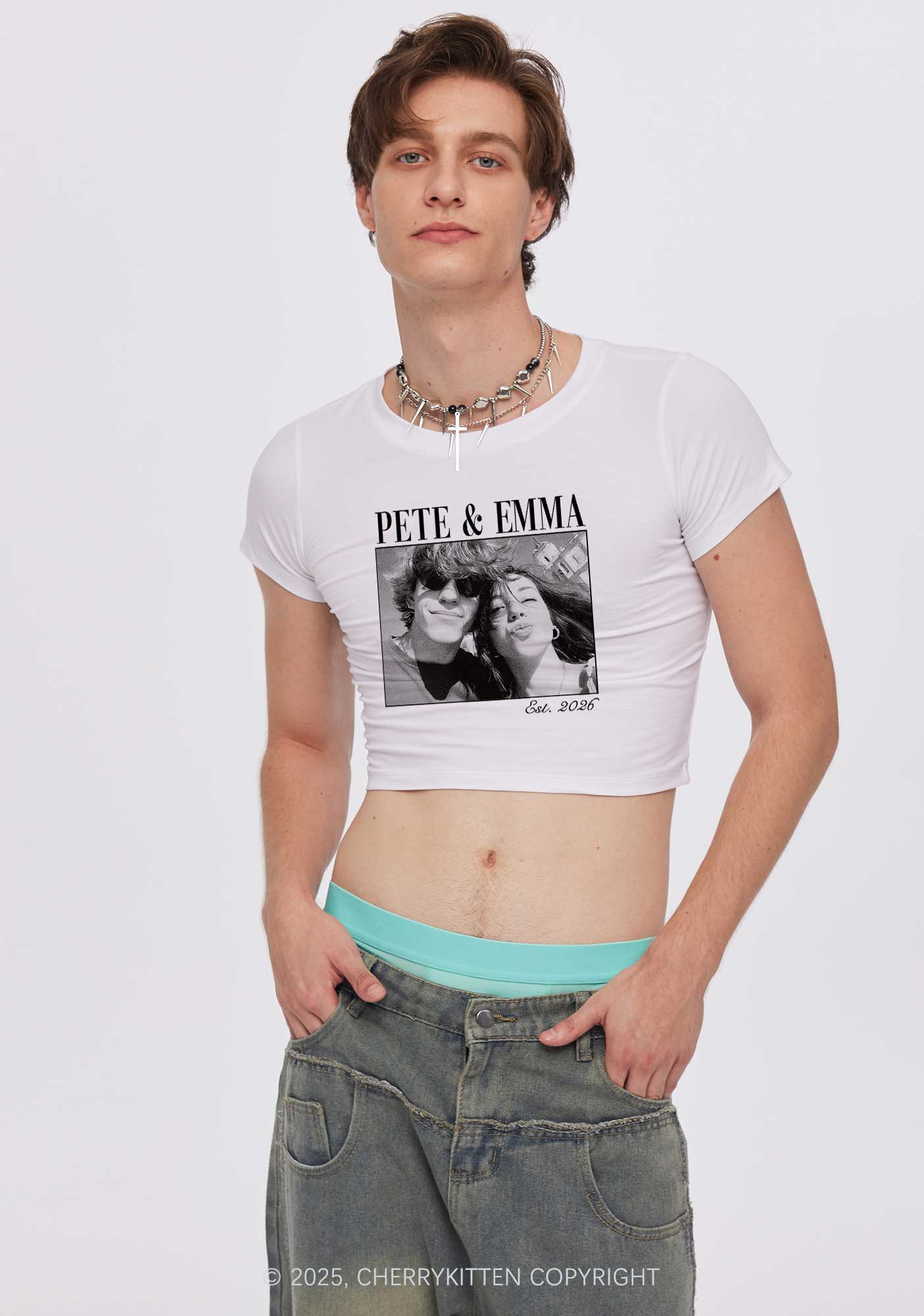 Custom Lover Photo Y2K Baby Tee Cherrykitten