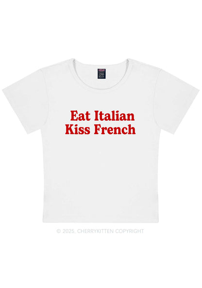 Eat Italian Kiss French Y2K Baby Tee Cherrykitten