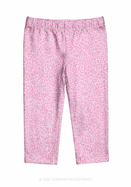 Light Pink Leopard Y2K Print Capri Pants Cherrykitten