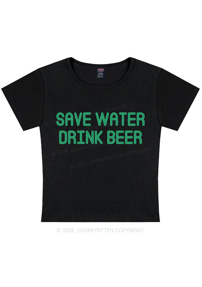 Save Water Drink Beer St Patricks Y2K Baby Tee Cherrykitten