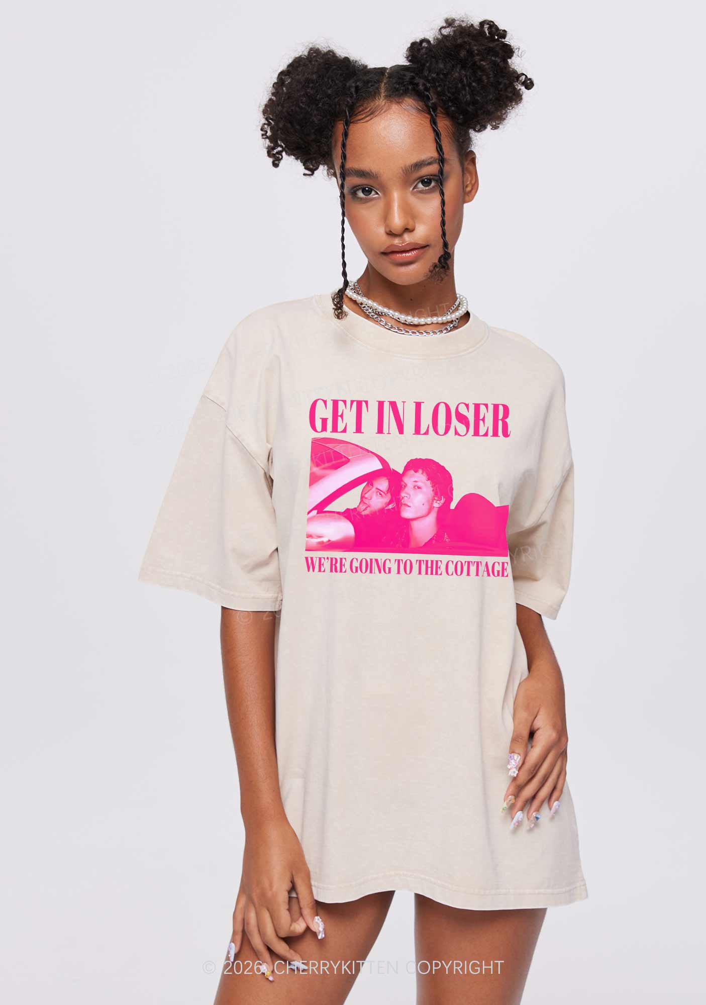 Get In Loser HR Y2K Shirts Washed Tee Cherrykitten