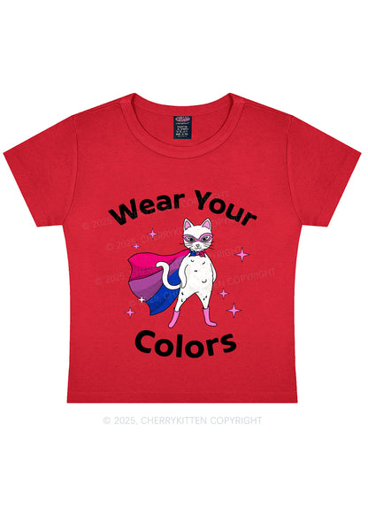 Bisexual Flag Cat Pride Y2K Baby Tee Cherrykitten