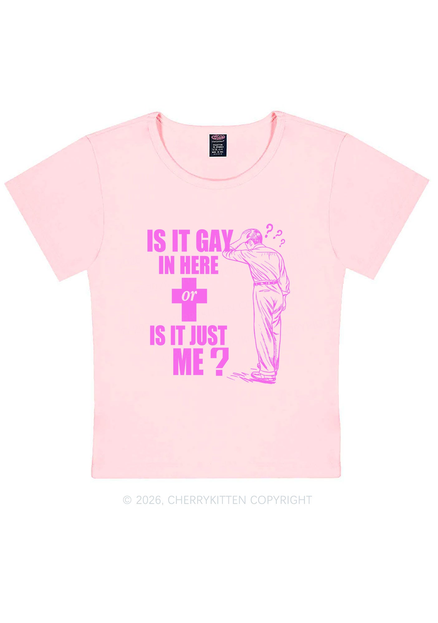 Is It Gay In Here Pride Y2K Baby Tee Cherrykitten