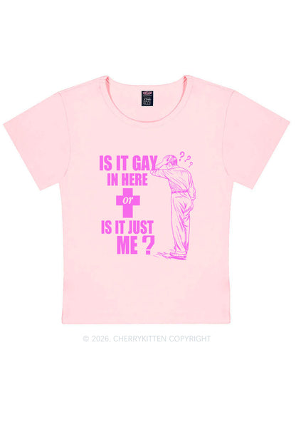 Is It Gay In Here Pride Y2K Baby Tee Cherrykitten