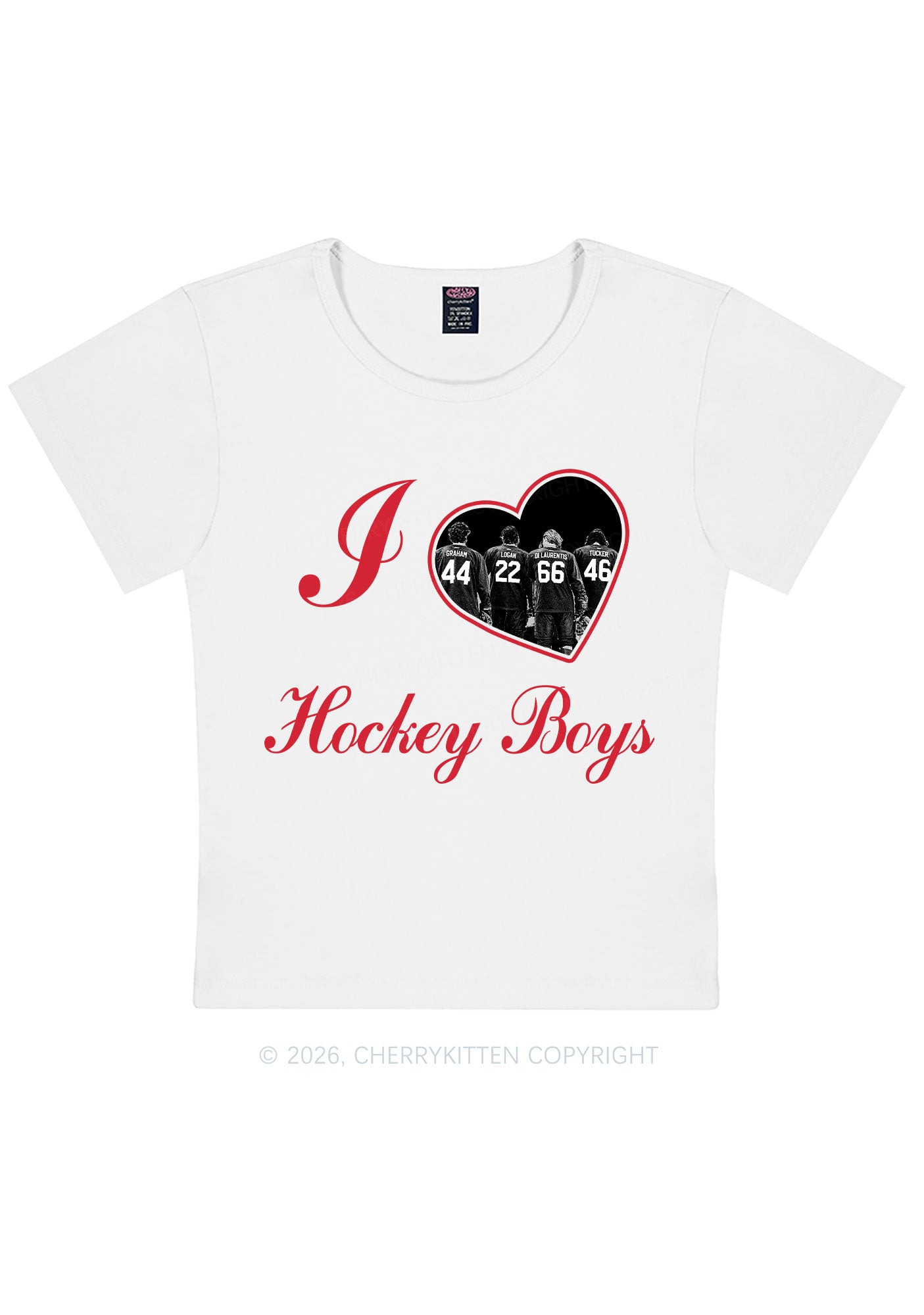 I Love Four Hockey Boys Y2K Baby Tee Cherrykitten