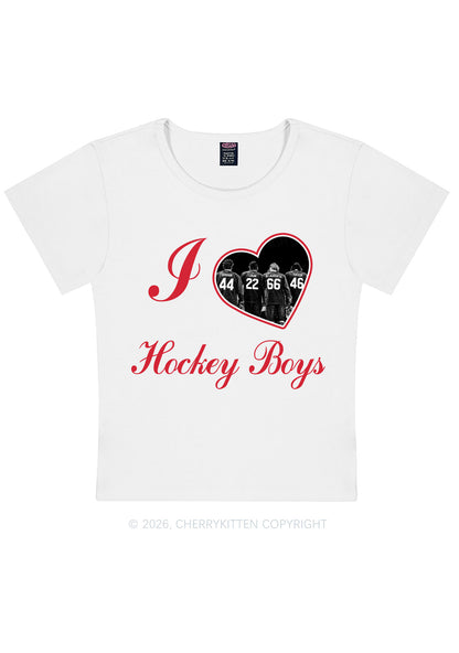 I Love Four Hockey Boys Y2K Baby Tee Cherrykitten