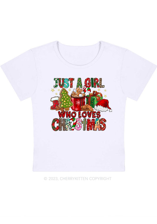 Just A Girl Who Loves Christmas Baby Tee Cherrykitten